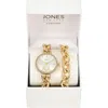 Jones New York Three-hand Quartz Bracelet Watch & Chain Link Bracelet Set, 36mm In Gold