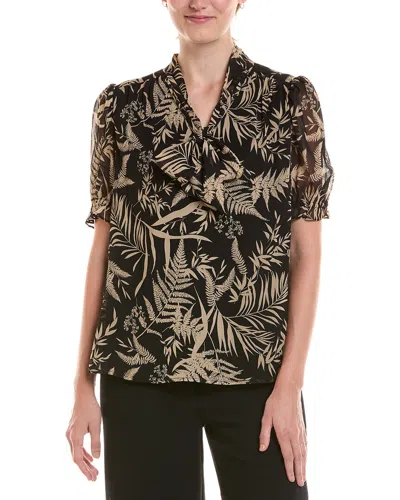 Jones New York Tie Neck Puff Sleeve Blouse In Black