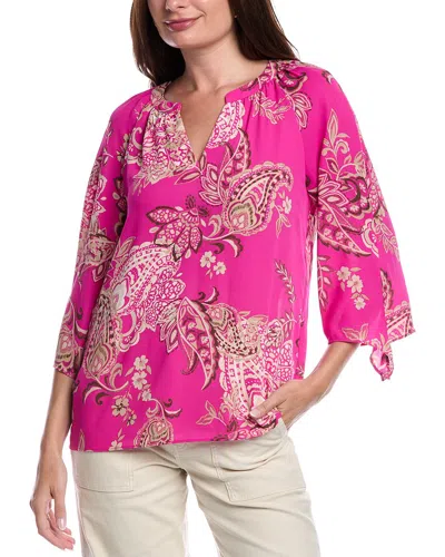 Jones New York Tie-sleeve Blouse In Pink
