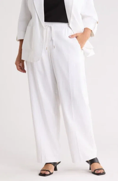 Jones New York Tie Waist Linen Blend Pants In White