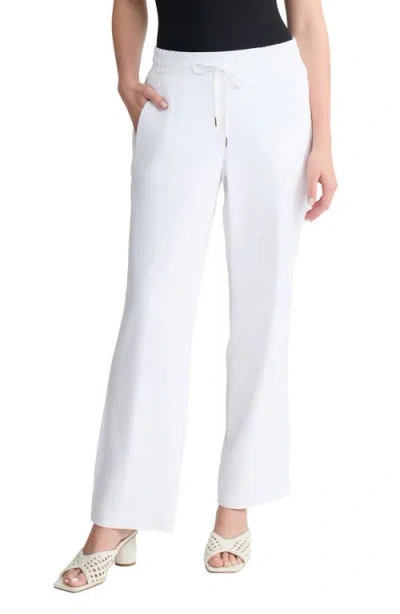 Jones New York Tie Waist Linen Blend Pants In White