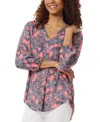 Jones New York Tunic Top Women's P Multi Paisley Print Chiffon V-neck Fts1185 In Multi