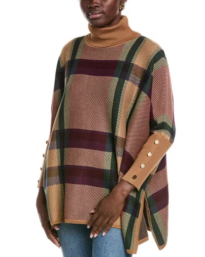 Jones New York Turtleneck Poncho Sweater In Multi