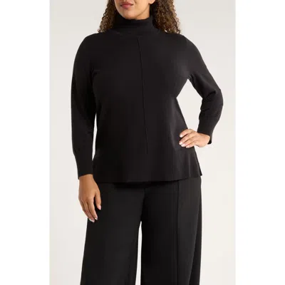 Jones New York Turtleneck Seam Front Bouclé Sweater In Black