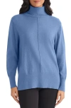 Jones New York Turtleneck Seam Front Bouclé Sweater In Blue