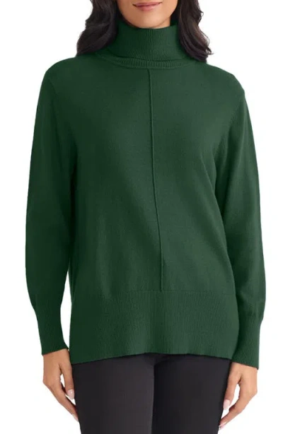 Jones New York Turtleneck Seam Front Bouclé Sweater In Green