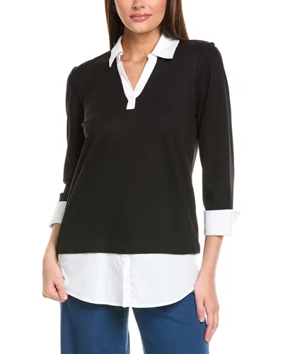Jones New York Two-fer Serenity Knit Sweater In Black