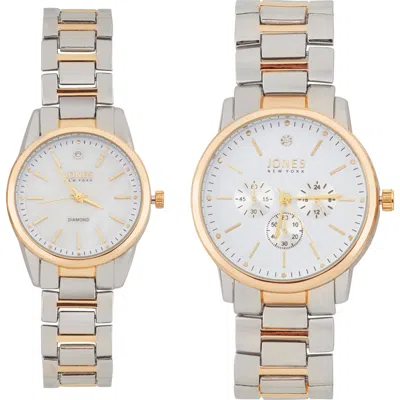 Jones New York Two-piece Diamond Accent Bracelet Watch His & Hers Set In Gold/silver