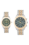 Jones New York Two-piece Diamond Accent Bracelet Watch His & Hers Set In Silver/gold