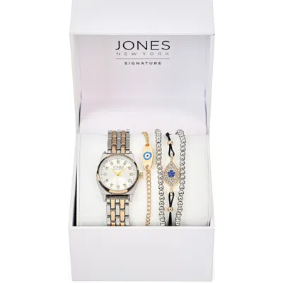 Jones New York Two-tone Bracelet Watch & Bracelets Set, 26mm X 32mm In Multi