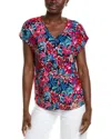 Jones New York V- Neck T-shirt In Blue