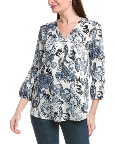 Jones New York V-neck Tunic Blouse In Blue