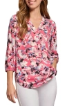 Jones New York V-neck Tunic Top In Fresh Guava Multi