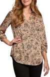 Jones New York V-neck Tunic Top In Praline Multi