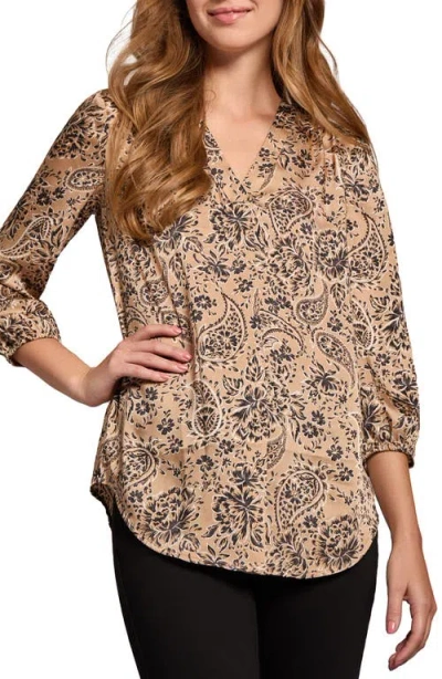 Jones New York V-neck Tunic Top In Praline Multi