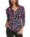 Jones New York V-nek Noodle Printed Top In Multi