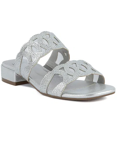 Jones New York Women's Vandela Double Band Cutout Dress Sandals In Silver