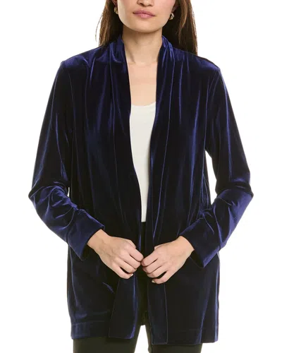 Jones New York Velour Cardigan In Blue