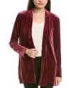 Jones New York Velour Cardigan In Red