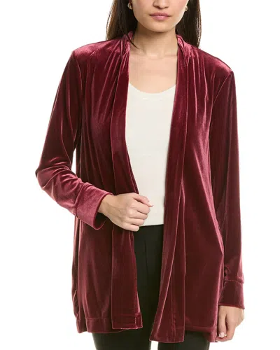 Jones New York Velour Cardigan In Red