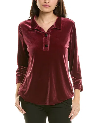 Jones New York Velour Collared Shirt In Red