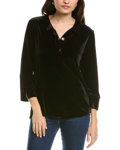 Jones New York Velour Collared Shirt In Black