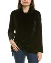 Jones New York Velour Cowl Neck Top In Black