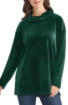 Jones New York Velour Cowl Neck Tunic In Green