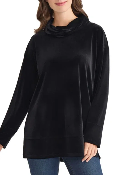 Jones New York Velour Cowl Neck Tunic In Black