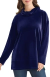 Jones New York Velour Cowl Neck Tunic In Blue