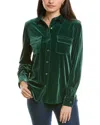 Jones New York Velour Button-up Utility Shirt In Green