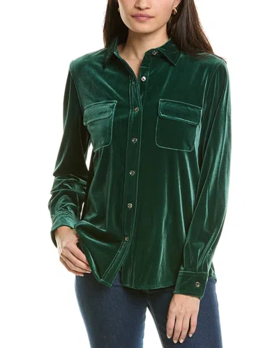 Jones New York Velour Utility Shirt In Green