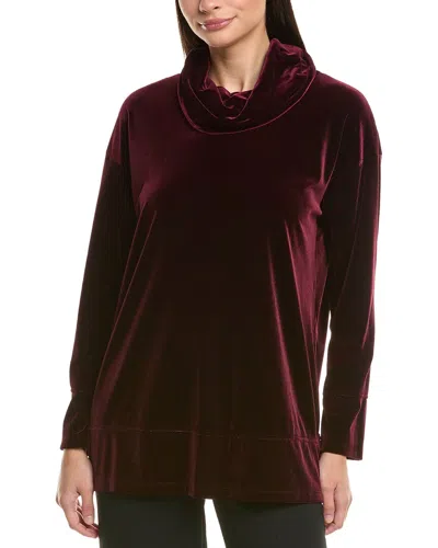Jones New York Velvet Cowl Neck Tunic In Burgundy