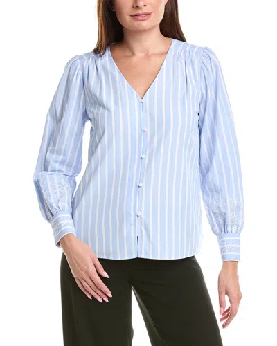 Jones New York V-neck Blouse In Blue