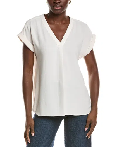Jones New York V-neck Extend Roll Cuff Blouse In White