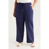 Jones New York Wide Leg Linen Blend Pants In Pacific Navy