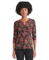 Jones New York Floral V-neck Jersey Top In Multi