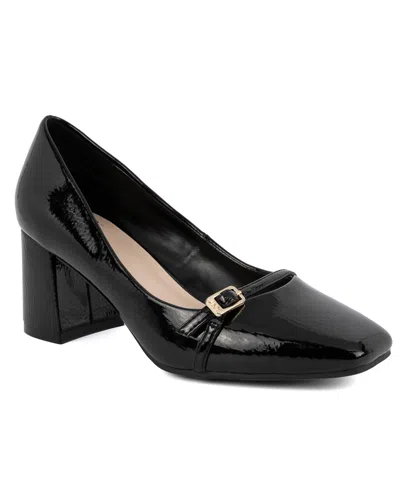 Jones New York Aubin Womens Patent Block Heel Pumps In Black Patent
