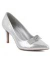 Jones New York Women's Bennami Embellished Bow Dress Pumps In Silver Micro