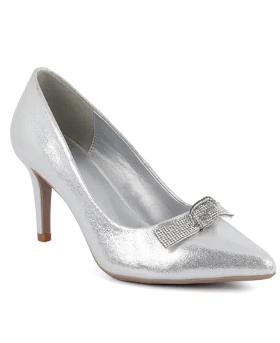 Jones New York Women's Bennami Embellished Bow Dress Pumps In Silver Micro