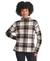 Jones New York Women's Birdseye Plaid Funnel Mock Neck Sweater In Brown