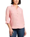 Jones New York Women's Button-front Roll-tab-sleeve Blouse