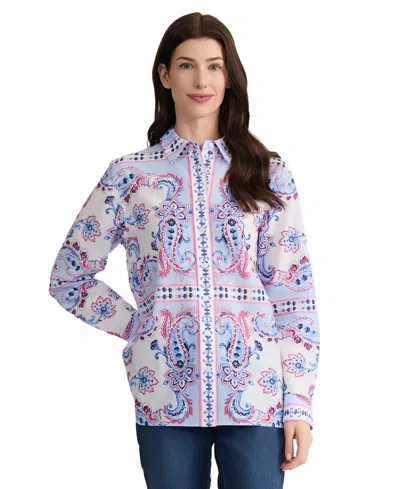 Jones New York Women's Button-down Long-sleeve Blouse In Blue