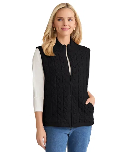 Jones New York Women's Cable-knit Zip-front Vest In Black