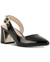 Jones New York Candree Womens Patent Leather Block Heel D'orsay Heels In Black