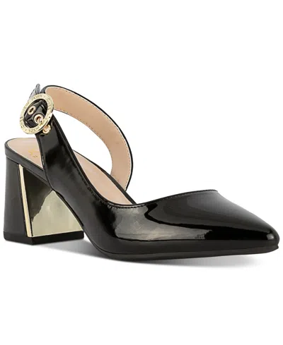 Jones New York Candree Womens Patent Leather Block Heel D'orsay Heels In Black