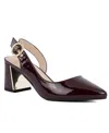 Jones New York Candree Womens Ankle Strap Open Back Block Heel In Burgundy Patent