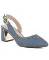 Jones New York Women's Candree Pointed Toe Block Heel Slingback Pumps In Denim Blue