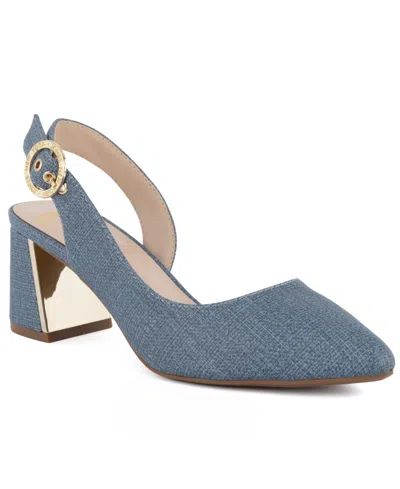 Jones New York Women's Candree Pointed Toe Block Heel Slingback Pumps In Denim Blue