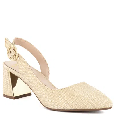 Jones New York Women's Candree Pointed Toe Block Heel Slingback Pumps In Natural Raffia